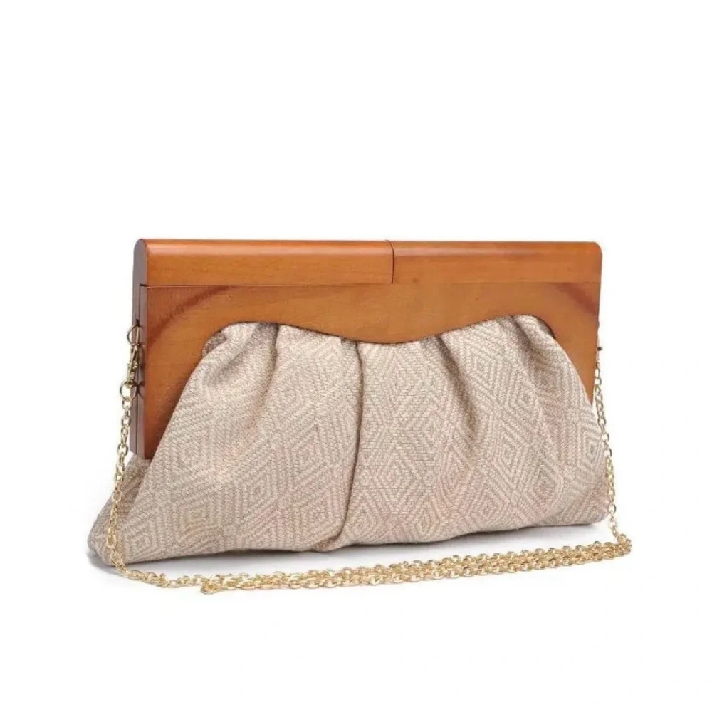 Elegant Tan and Cream Clutch Bag